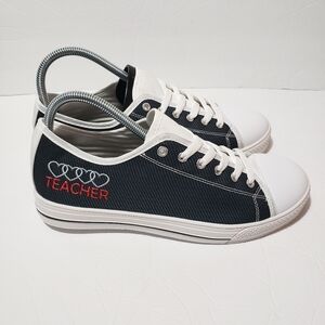 Unisex Adult Heart Teacher dark gray white shoes size M7.5/F10 EU 41 white sole